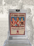 St George Holy Trinity Legends Card — Langlands, Raper & Gasnier custom NRL card in acrylic display