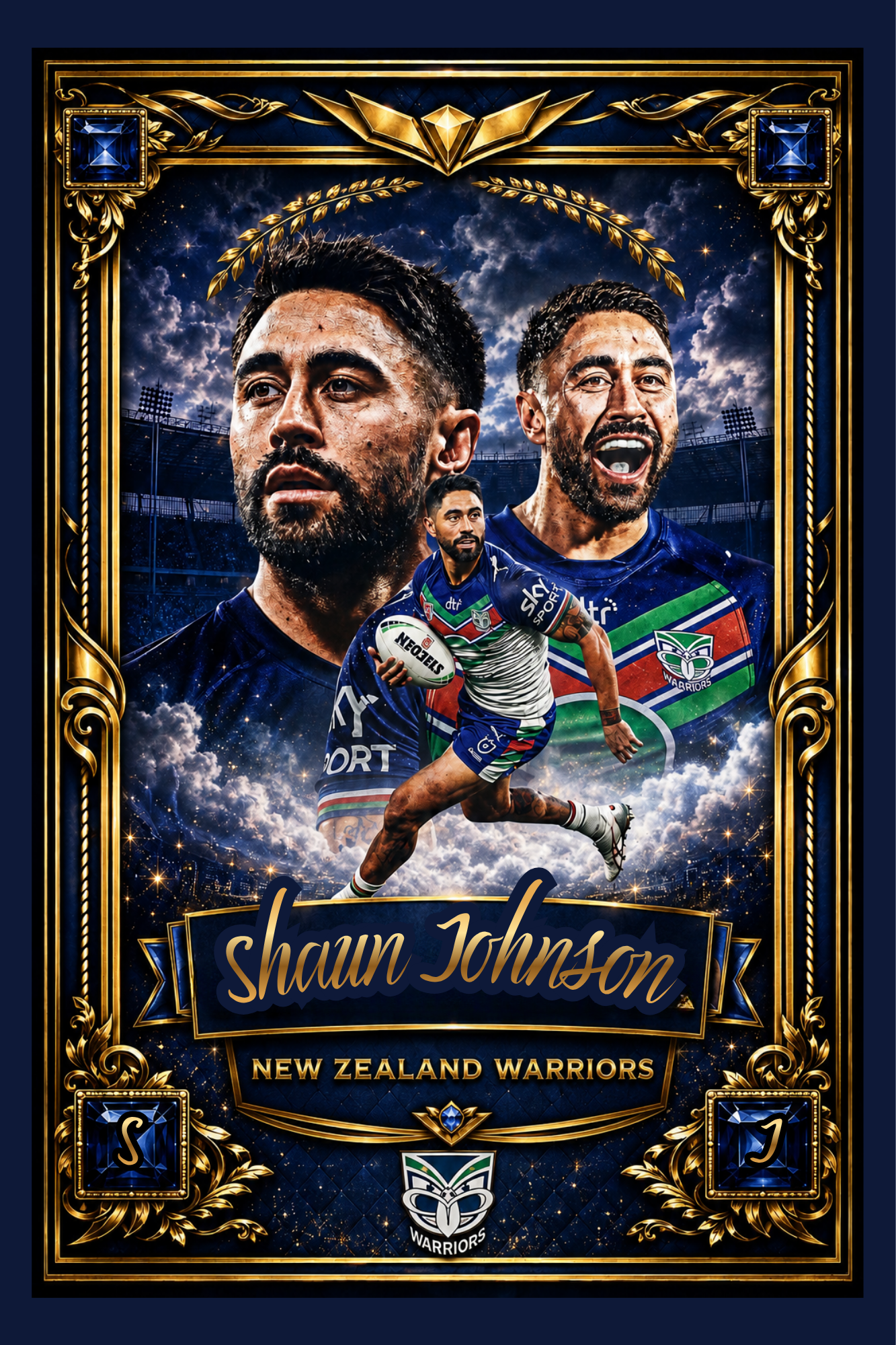 Shaun Johnson New Zealand Warriors Custom NRL Trading Card | Limited Edition Collector Card