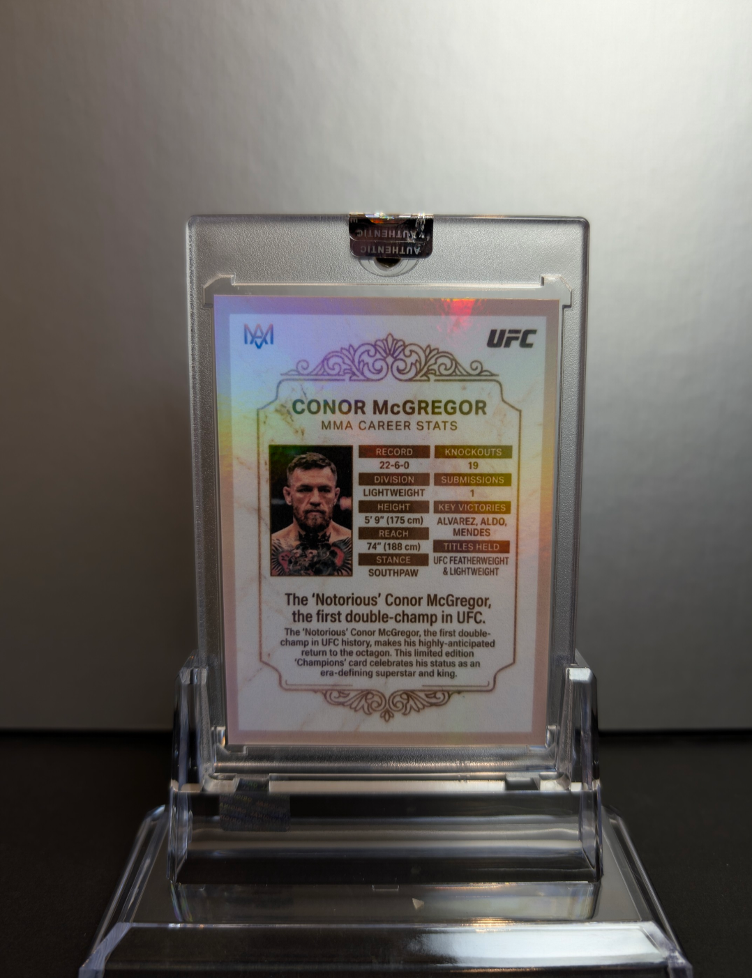 Conor McGregor Royal Gold Signature Custom UFC Trading Card - additional view