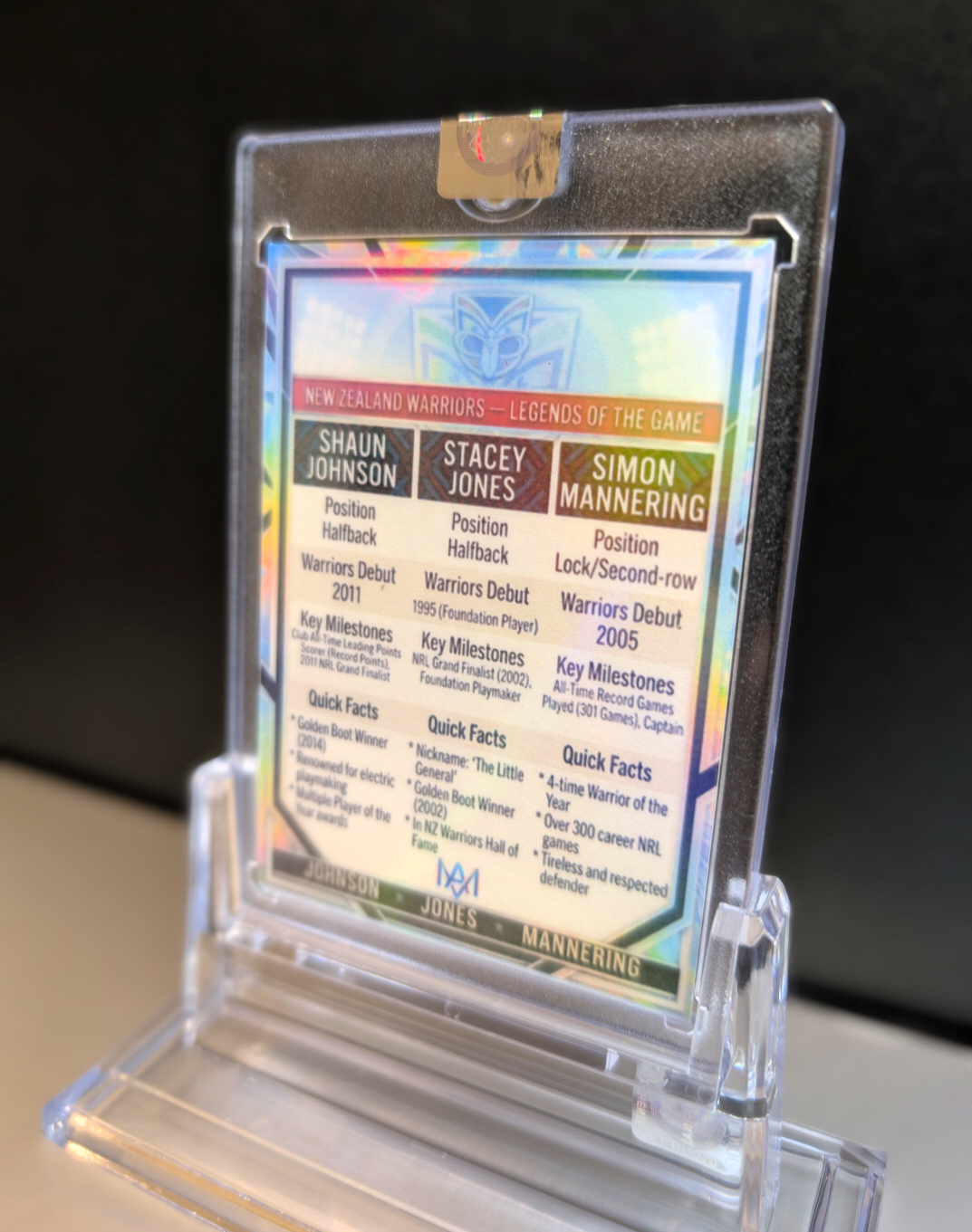 New Zealand Warriors Legends Cracked Ice card - full view