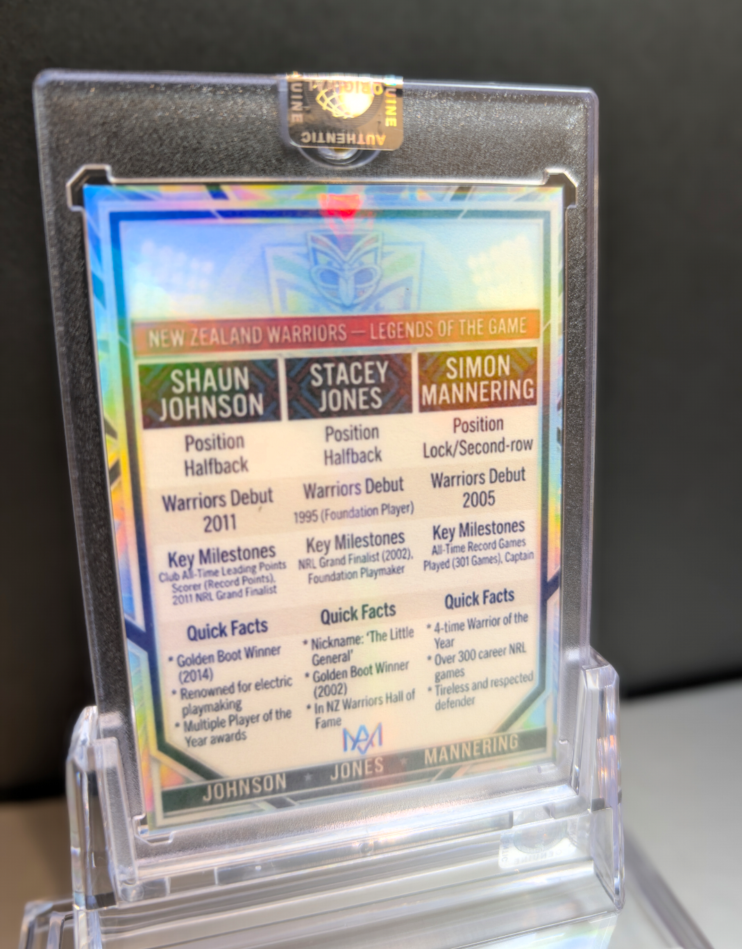New Zealand Warriors Legends Cracked Ice card detail
