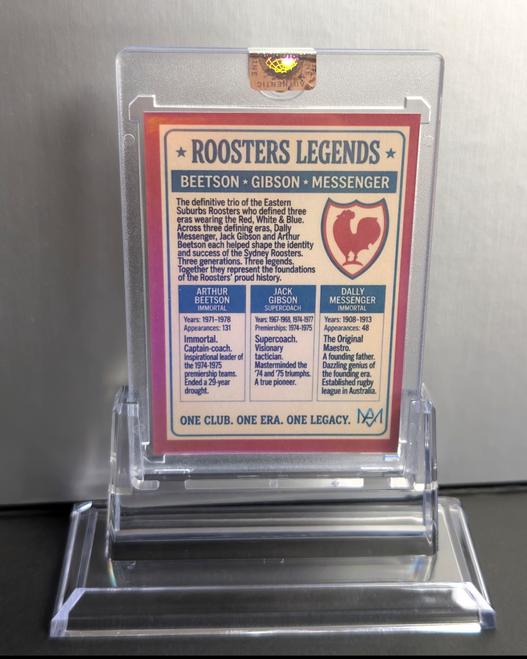 Roosters Foundation Legends Card — Beetson, Gibson & Messenger