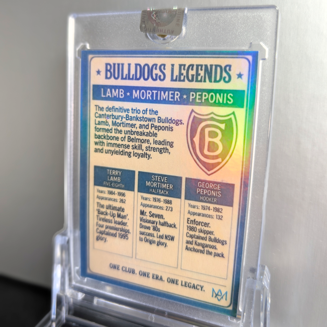 Canterbury Bulldogs Legends Card — Lamb, Mortimer & Peponis Vintage Edition
