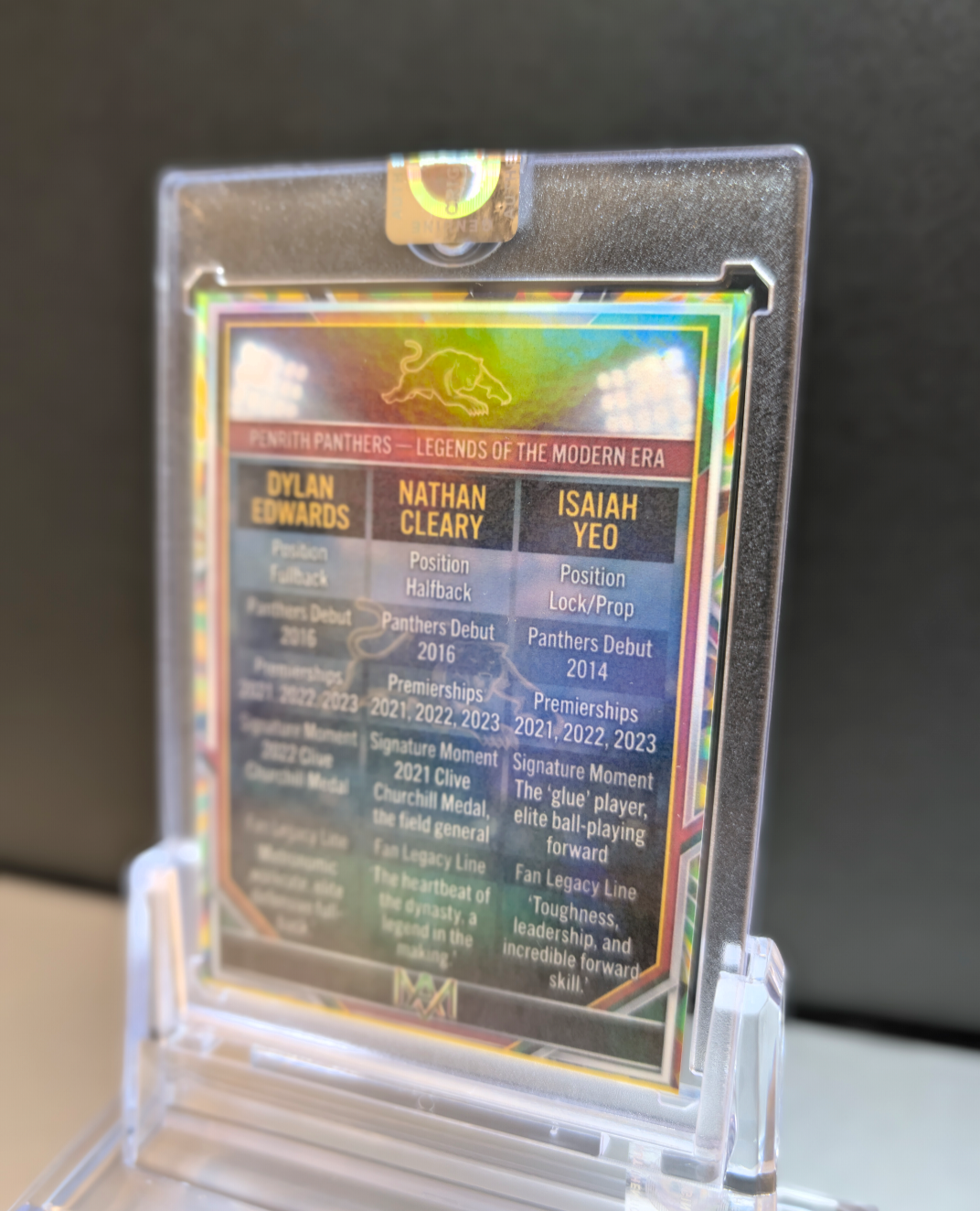 Penrith Panthers Legends Cracked Ice card - display view