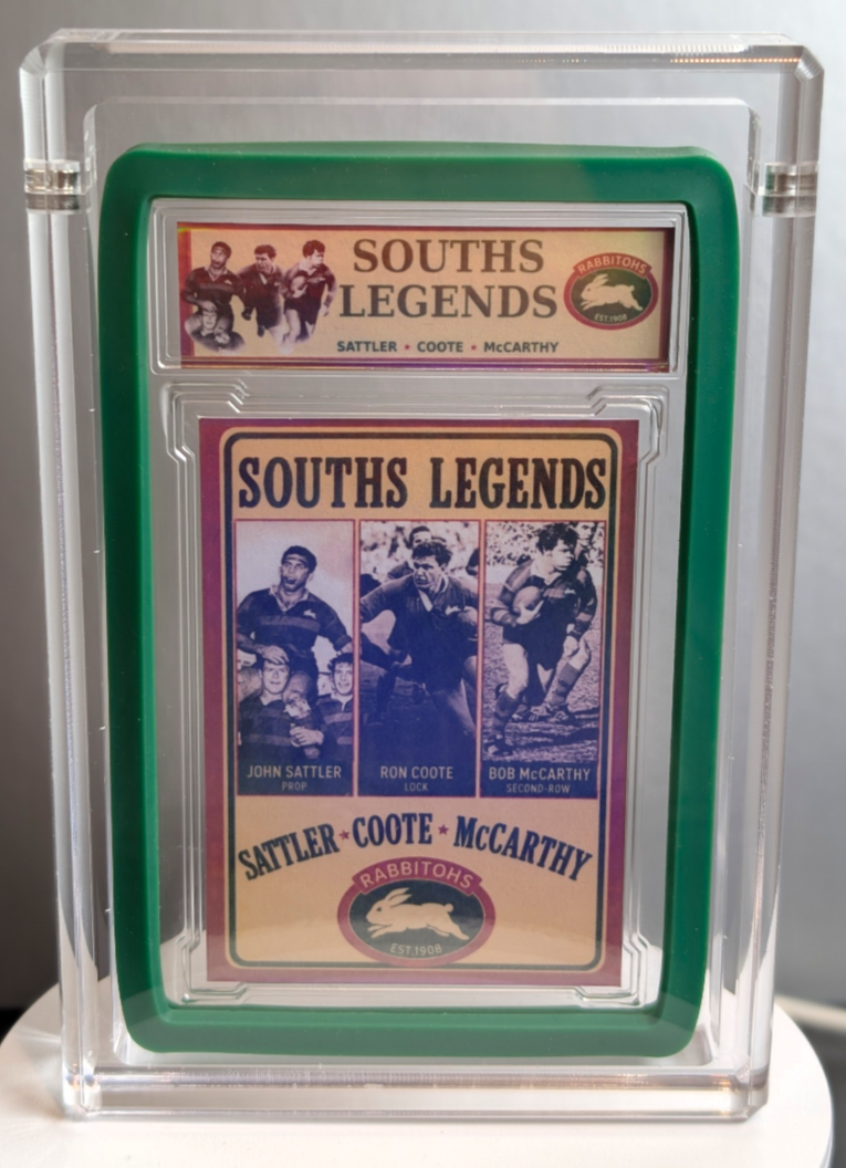 South Sydney Rabbitohs Legends Luxe Acrylic Slab by MAV Collectables — angled display view