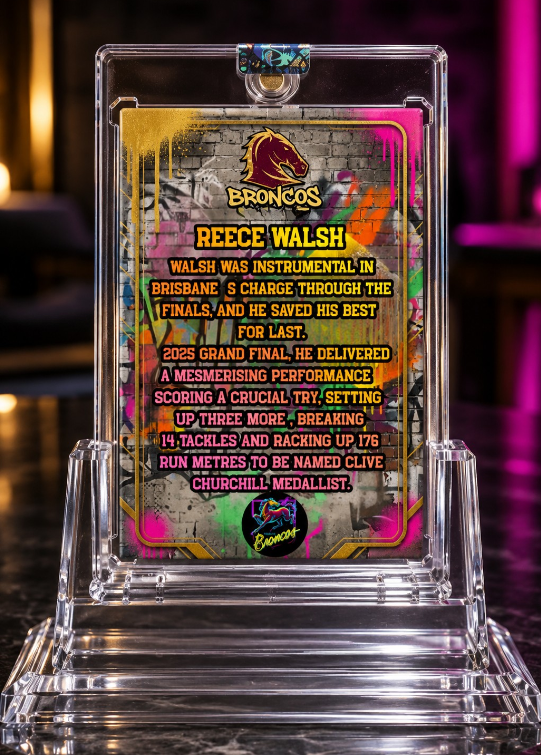 Reece Walsh Brisbane Broncos Graffiti Edition Custom NRL Card