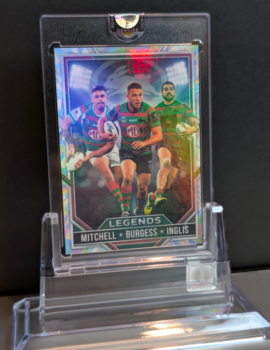 South Sydney Rabbitohs Legends Cracked Ice card - Mitchell, Burgess and Inglis