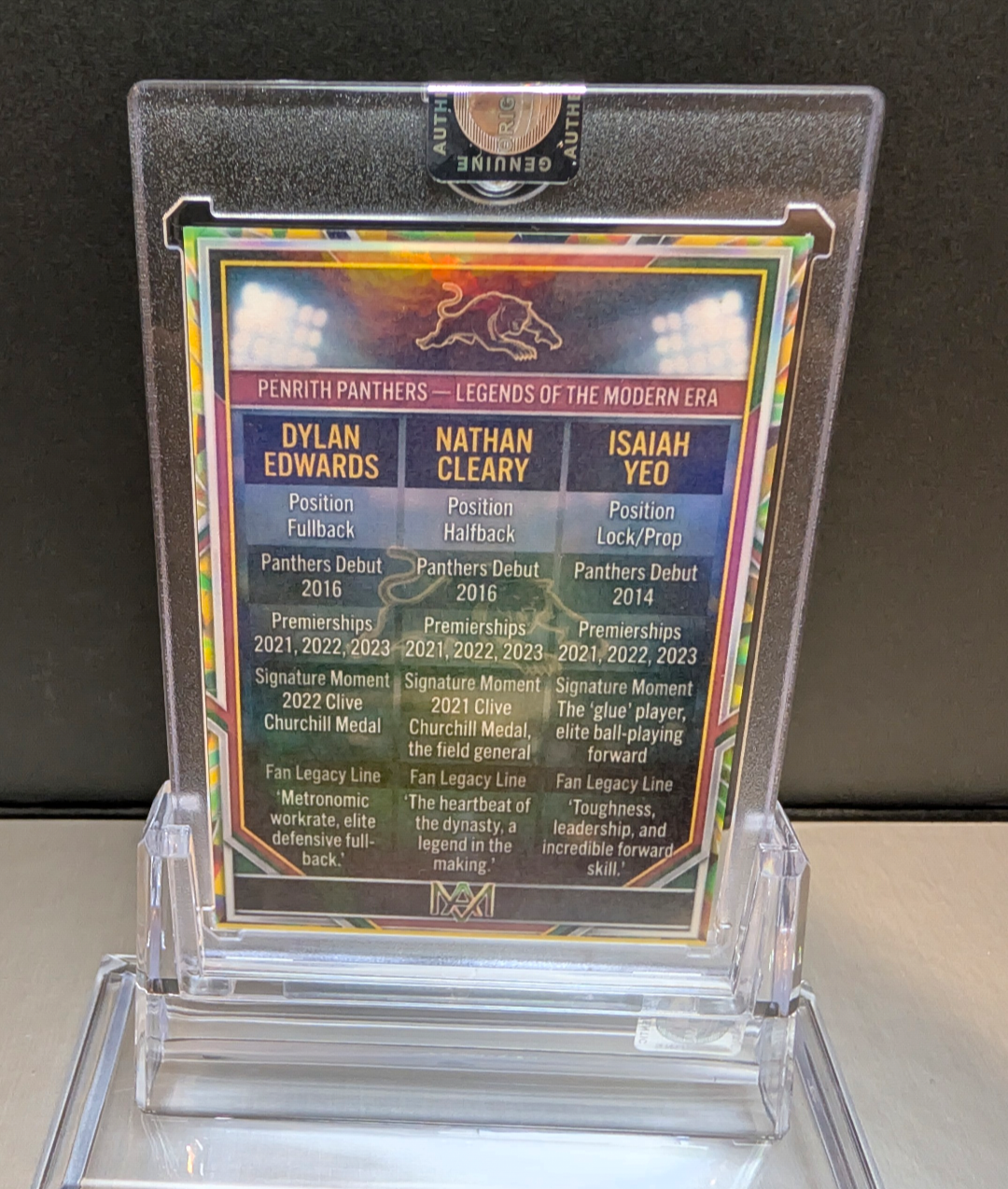 Penrith Panthers Legends Cracked Ice card - full view