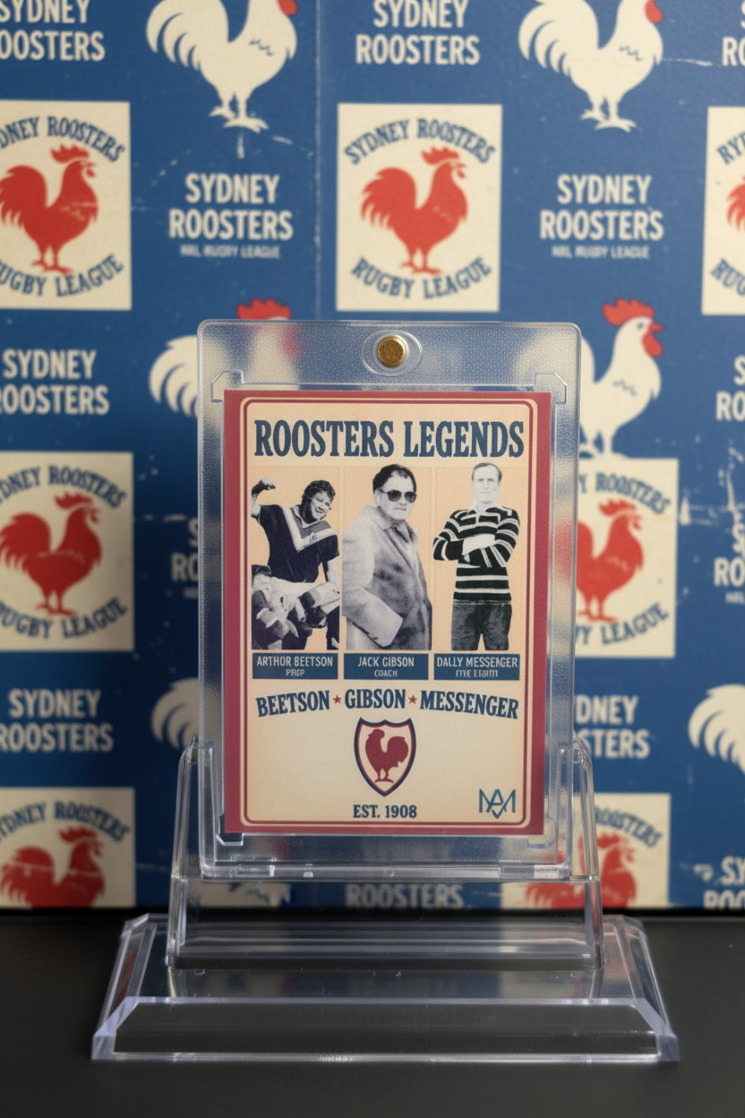 Roosters Foundation Legends Card — Beetson, Gibson & Messenger